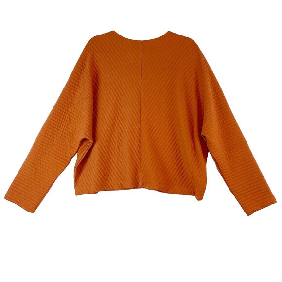 A New Day Sweater Women's XL Orange Quilted Crewneck Dolman Sleeve Pullover - Picture 2 of 5